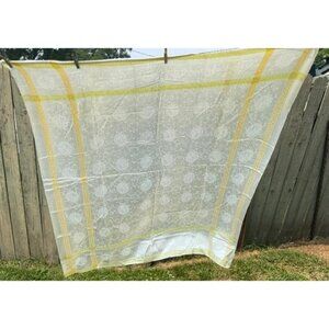 56 x 50" Vintage Tablecloth No Stains No holes White w/gold trim